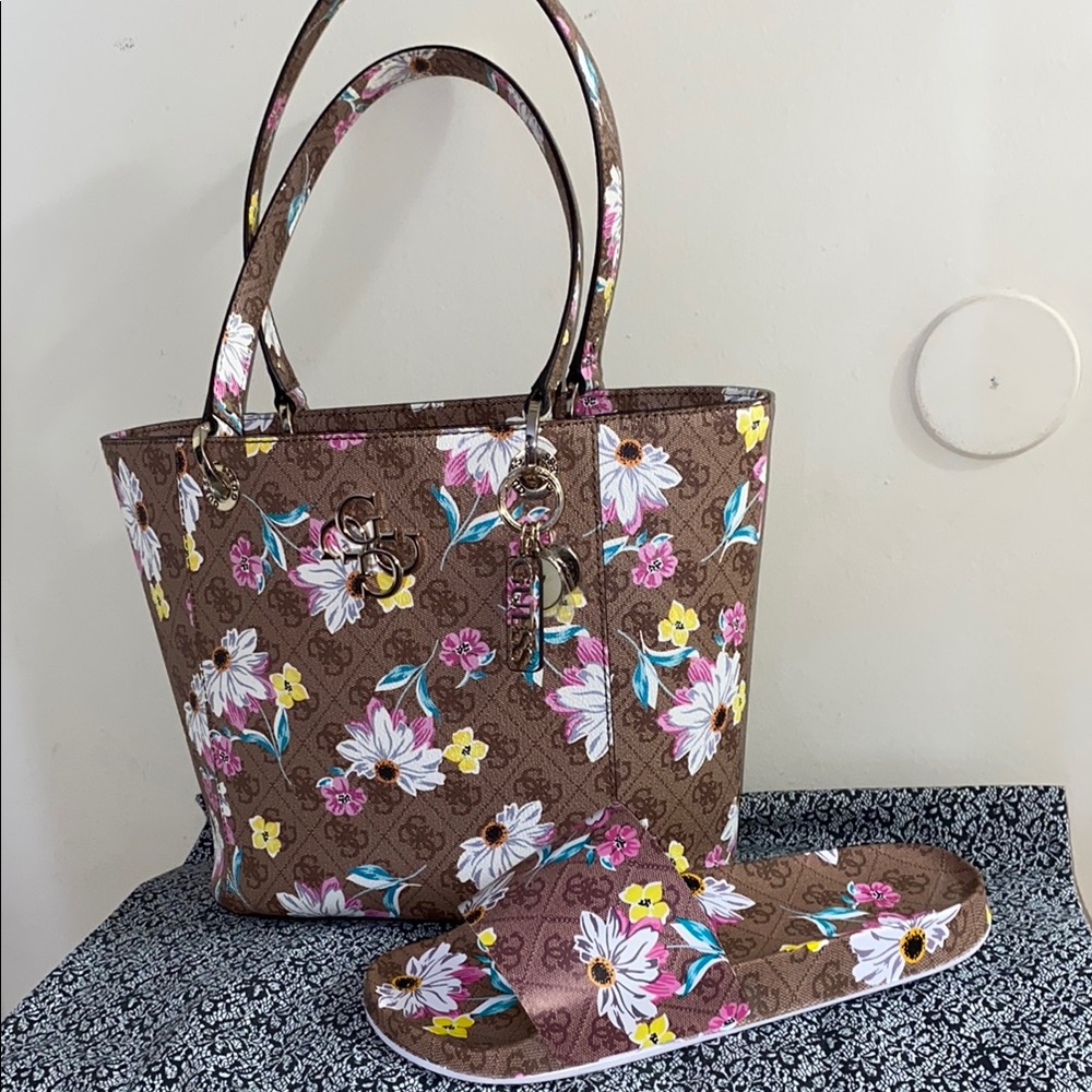 Floral Brown Tote Bag